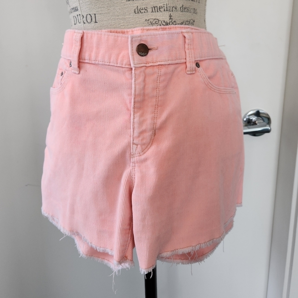 Pink Corduroy Cutoff Cotton Shorts